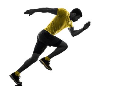 izole siluet beyaz geri jogging jogging yapan çalışan adam runner