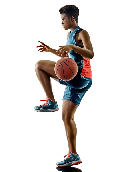 Basketballspielerin Teenager Mädchen isoliert Schatten — Stockfoto