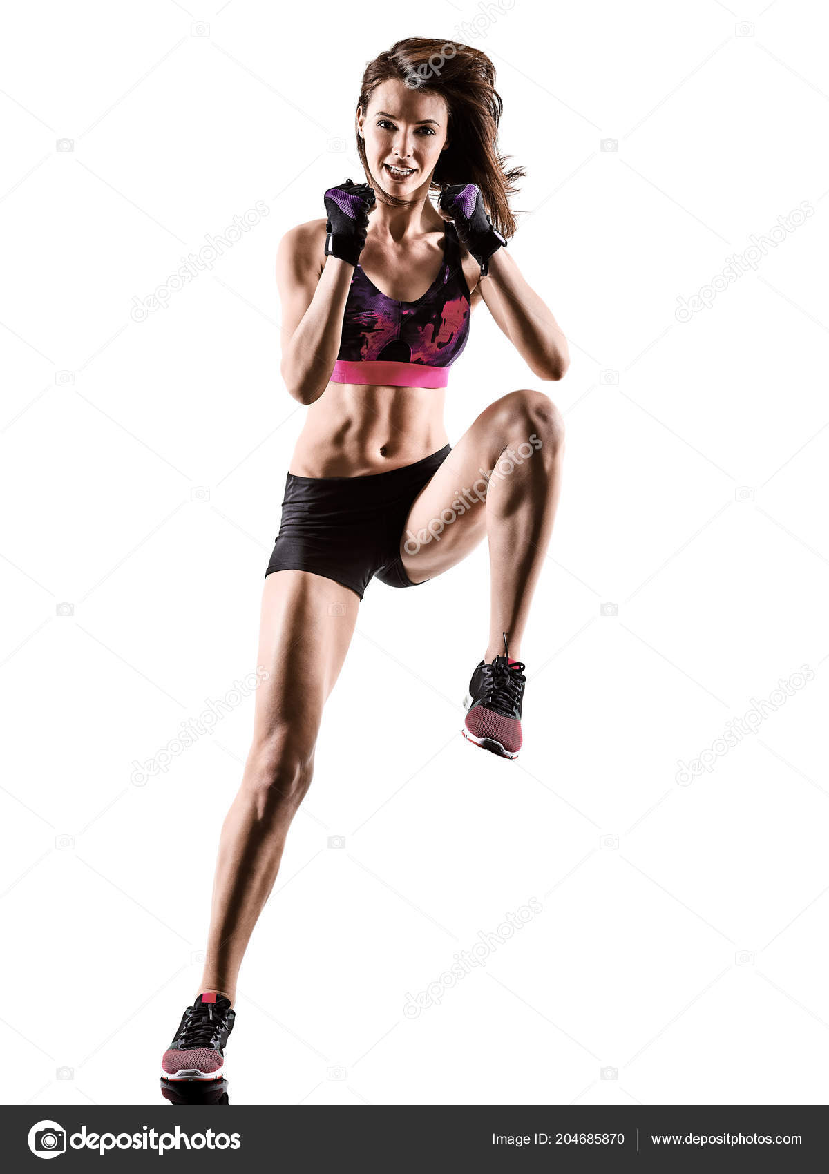 Cardio boxing cross core workout fitness exercise aerobics woman Stock Photo STYLEPICS 204685870