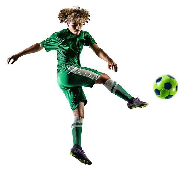 Jeune adolescent footballeur homme silhouette isolé — Photo