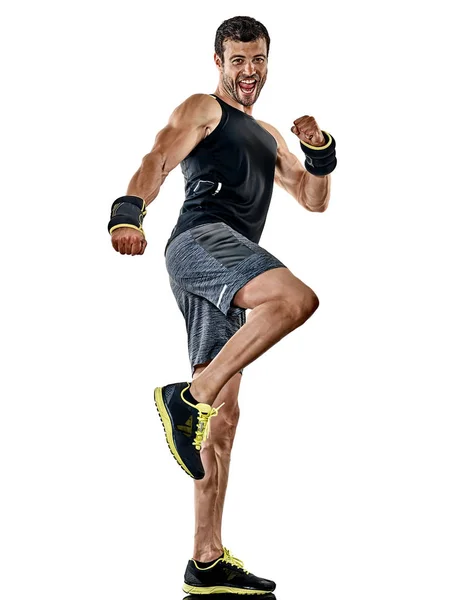 Fitness hombre ejercicios de cardio boxeo aislado — Foto de Stock