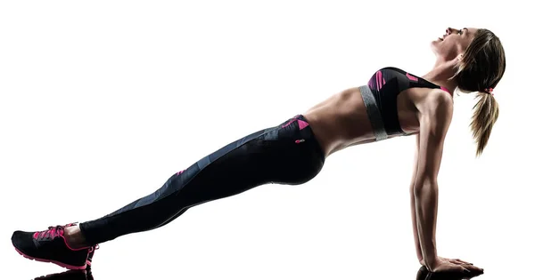 Γυναίκα ασκήσεις γυμναστικής pilates σιλουέτα απομονωμένες — Φωτογραφία Αρχείου