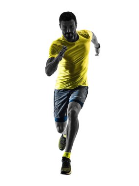 izole siluet beyaz geri jogging jogging yapan çalışan adam runner