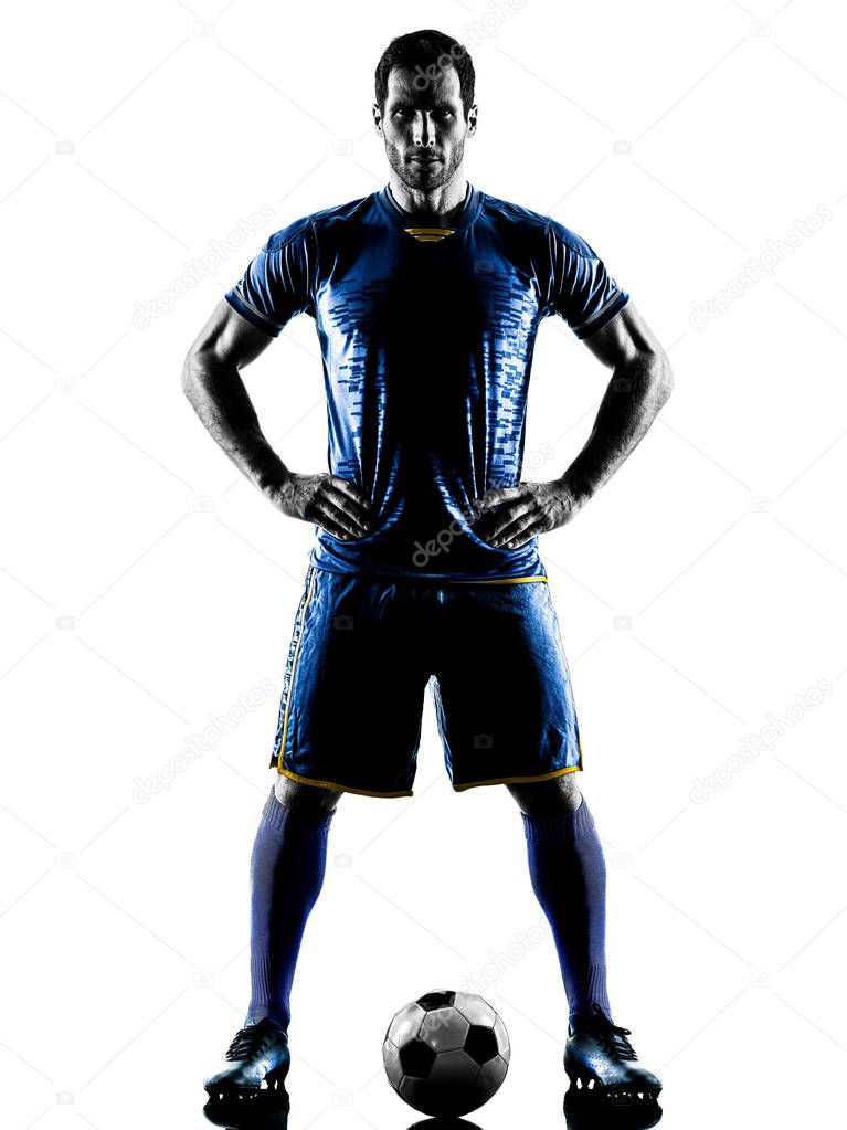 soccer player man standing silhouette isolated 