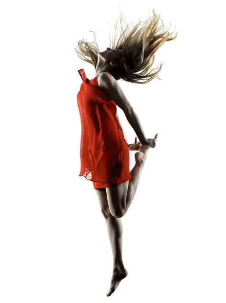 Modern dancer dancing woman isolated silhouette — Stock Photo, Image