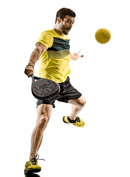 Padel テニス プレーヤー分離男ホワイト バック グラウンド — ストック写真