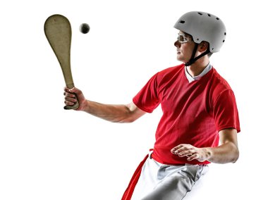 Jai alai Basque pelota Cesta Punta Pala oyuncu izole erkek si
