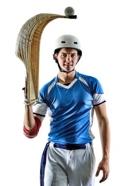 Jai alai Basque pelota Cesta Punta oyuncu izole adam silhouet