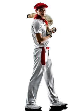 Jai alai Basque pelota Cesta Punta oyuncu izole adam silhouet