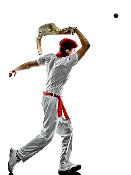 Jai alai Baskische pelota Cesta-Punta speler man geïsoleerd silhouet — Stockfoto