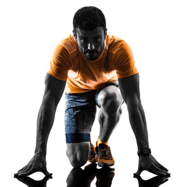 izole siluet beyaz geri jogging jogging yapan çalışan adam runner