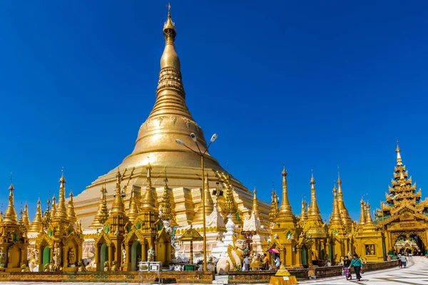 Die Goldene Stupa Der Shwedagon Pagode Rangun Myanmar Burma — Stockfoto