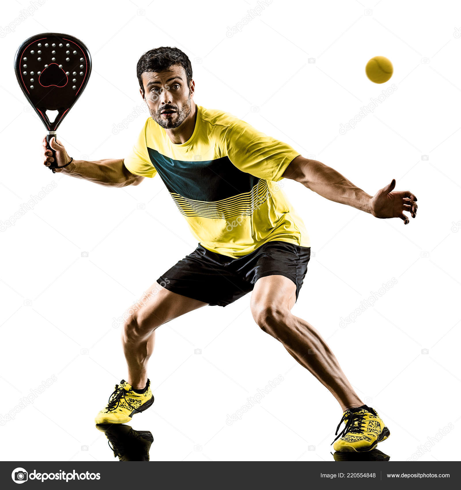 Padel jugador de tenis hombre aislado fondo blanco: fotografía de stock ©  STYLEPICS #220554848