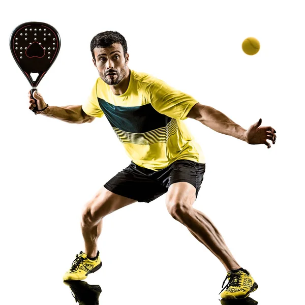 Padel Tennisspieler Mann isoliert weißen Hintergrund — Stockfoto