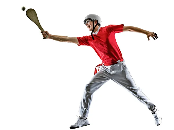 Jai alai Basque pelota Cesta Punta Pala jugador hombre aislado si — Foto de Stock