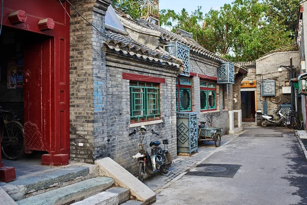 Κινέζικα παραδοσιακά στενά Yindingqiao Hutong Πεκίνο πηγούνι — Φωτογραφία Αρχείου