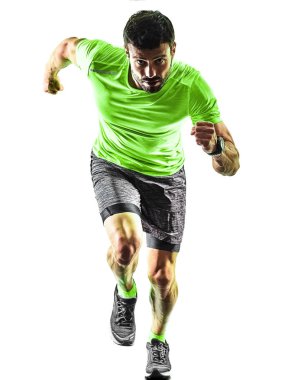 izole siluet beyaz geri jogging jogging yapan çalışan adam runner