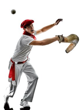 Jai alai Basque pelota Cesta Punta oyuncu izole adam silhouet