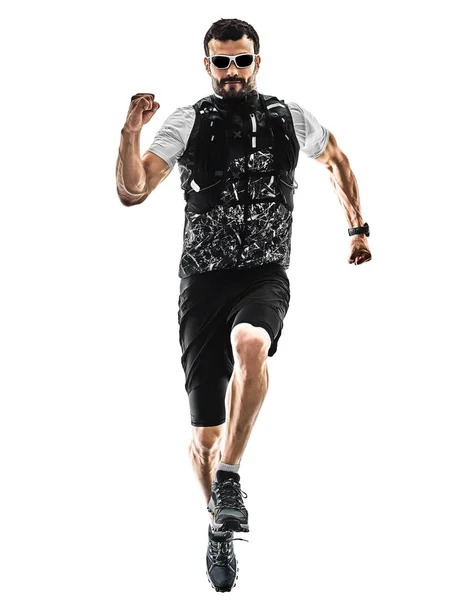 Muž stezka běžec běží izolované siluetu bílé pozadí Stock Fotografie