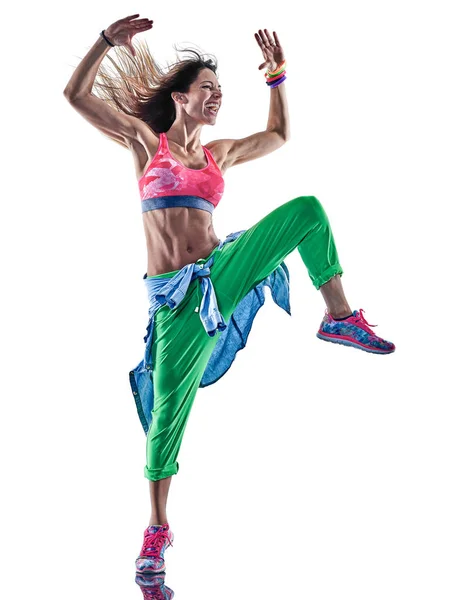 Kobieta cardio tancerze taniec fitness ćwiczenia ćwiczenia isolat — Zdjęcie stockowe