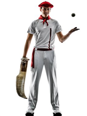 Jai alai Basque pelota Cesta Punta oyuncu izole adam silhouet