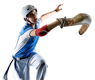 Jai alai Basque pelota Cesta Punta oyuncu izole adam silhouet