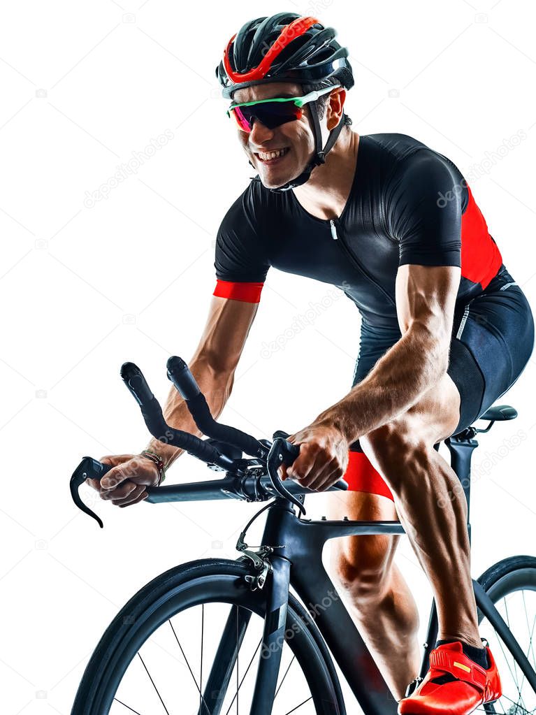 triathlete triathlon Cyclist cycling silhouette isolated white b