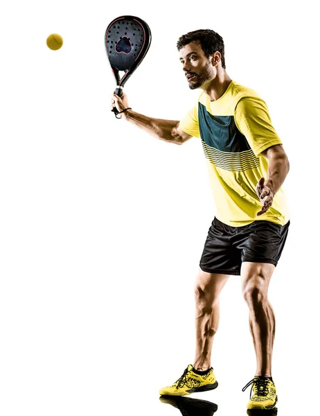 Paleta jugador de tenis hombre aislado fondo blanco — Foto de Stock