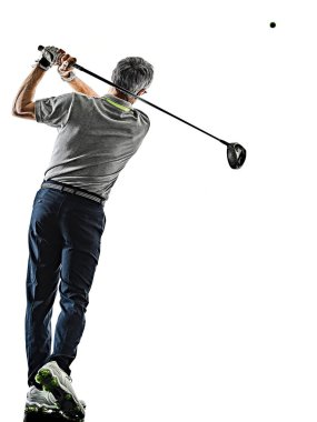 komuta sizde Golf Golf gölge siluet beyaz arka izole