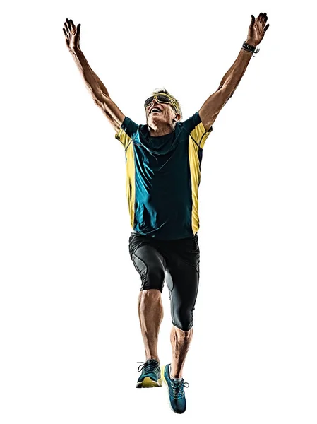 Senior uomo corsa corridore jogger jogging silhouette isolato wh — Foto Stock