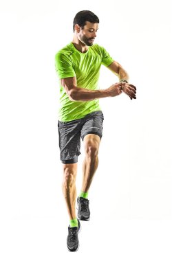 zaman izole siluet beyaz jogging jogging yapan çalışan adam runner