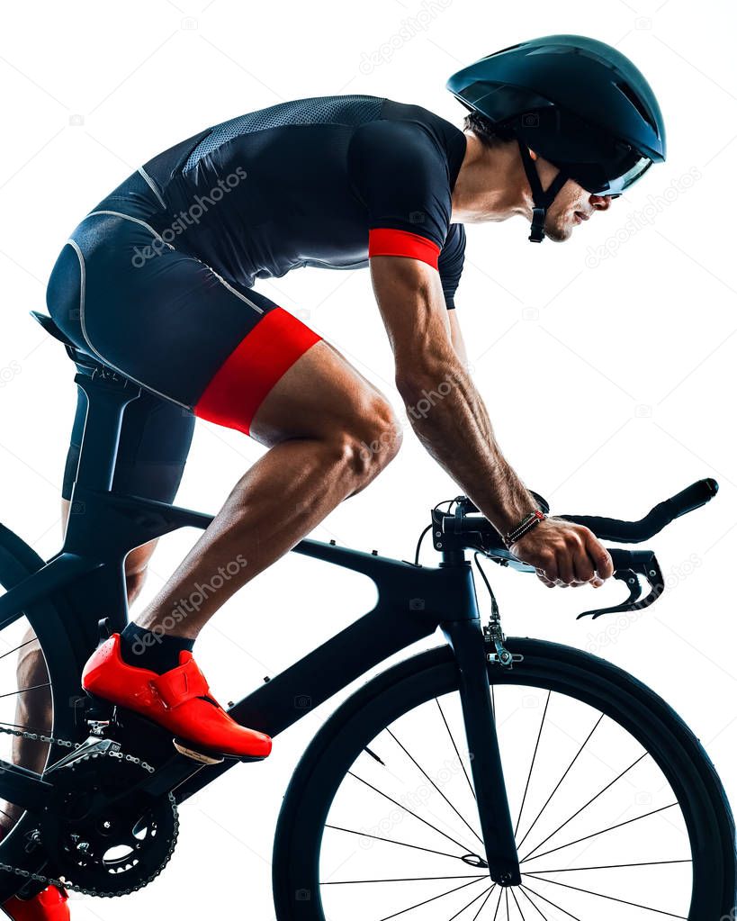 triathlete triathlon Cyclist cycling silhouette isolated white b