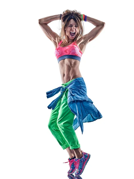Donna zumba ballerini danza fitness esercizio di esercizi isolat — Foto Stock