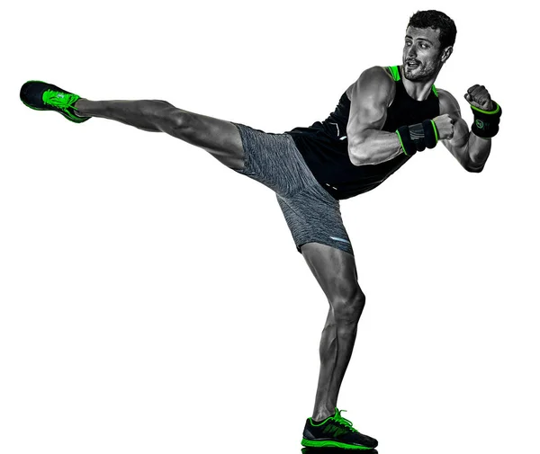 Fitness man cardio boxing exercícios isolados — Fotografia de Stock