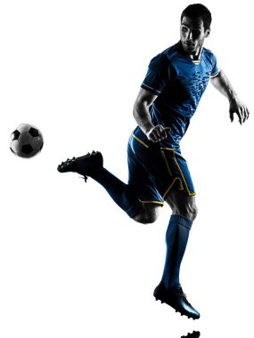 Futbol oyuncu adam siluet izole 