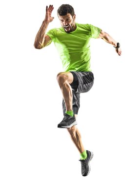 izole siluet beyaz geri jogging jogging yapan çalışan adam runner