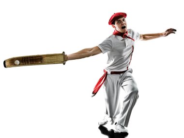 Jai alai Basque pelota Cesta Punta oyuncu izole adam silhouet
