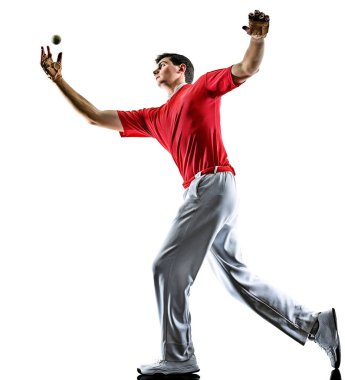 Jai alai Basque pelota Cesta Punta oyuncu izole adam silhouet