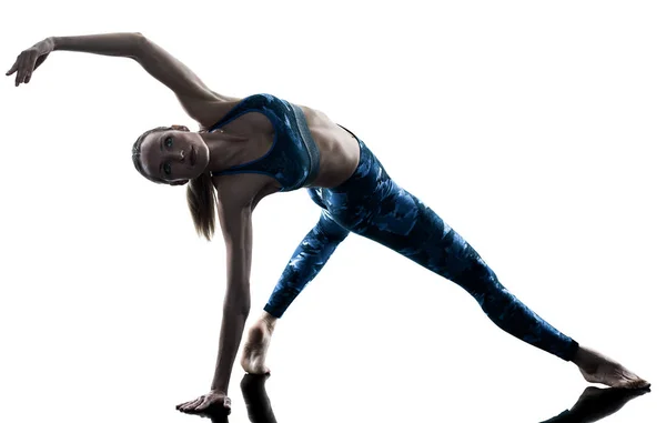 Woman fitness pilates excercises silhouette — Stock Photo, Image