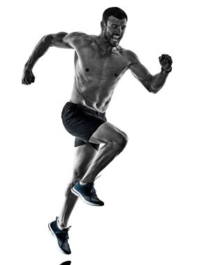 Koşan koşucu izole gölgelerde koşuyor.