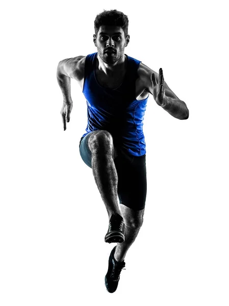 Corredor sprinter executando sprinting atlético homem silhueta isola — Fotografia de Stock