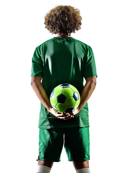 Jovem adolescente jogador de futebol homem silhueta isolado — Fotografia de Stock