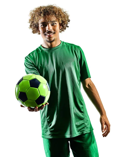 Junger Teenager Fußballer Mann Silhouette isoliert — Stockfoto