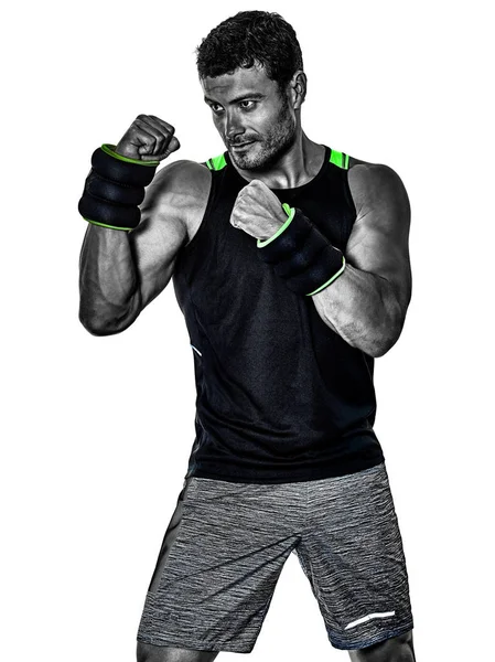 Fitness man cardio boxing exercises isolated — Stock Photo, Image