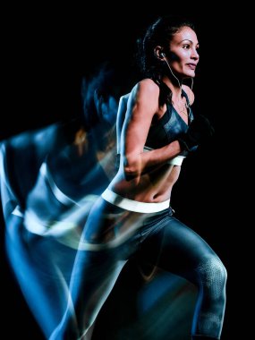 güzel kadın runner jogger koşma koşu siyah bac izole