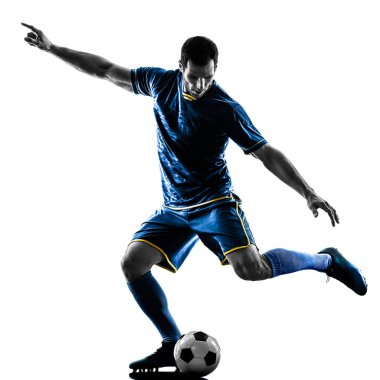 Futbol oyuncu adam izole siluet tekme 
