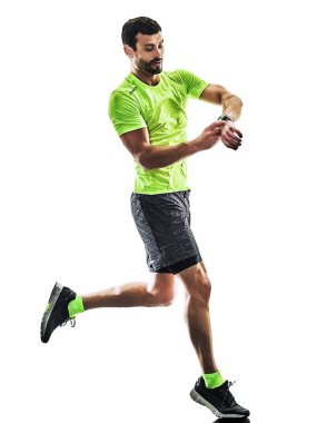zaman izole siluet beyaz jogging jogging yapan çalışan adam runner
