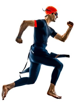 triatlet triatlon yüzücü mayo izole siluet beyaz 