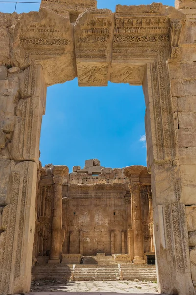 Tempio di Bacco rovine romane Baalbek Beeka Libano — Foto Stock
