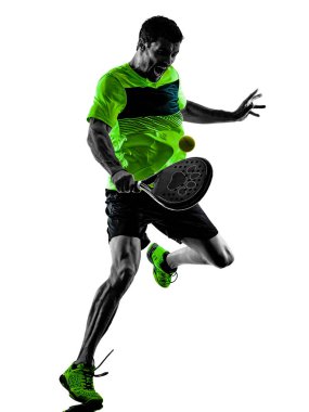 Raket tenis oyuncu izole adam beyaz arka plan